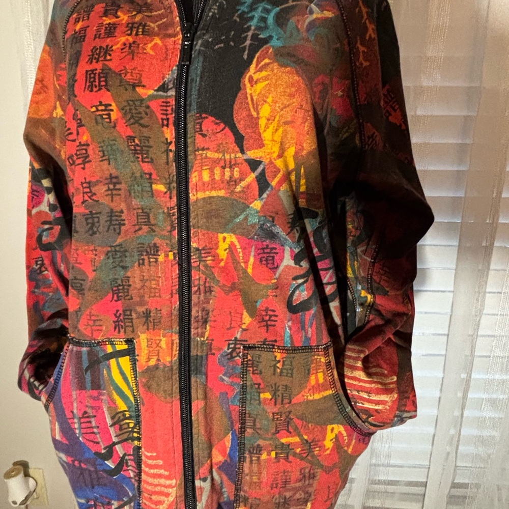 RARE Asian Inspired Chio's sz 1 Zip Hoodie Travelers Jacket Womens Colorful M 8 - Picture 5 of 9